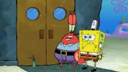 L-R: Plankton, Mr. Krabs, SpongeBob