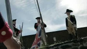 George Washington beim Herunterlassen der englischen Flagge, nach der Kapitulation Englands.