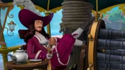 Captain Hook macht auf der Jolly Roger eine gemütliche Teepause.