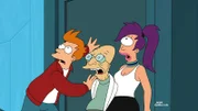 v.li.: Fry, Professor Farnsworth, Leela
