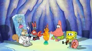 L-R: Squidward, Sandy, Mr. Krabs, Patrick, SpongeBob SquarePants, Gary