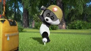 Panda beim Abschlag.