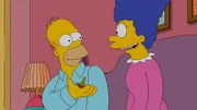 Nachdem Homer (l.) seine Freunde in Schwierigkeiten gebracht hat, wird er zum Bettnässer. Zusammen mit Marge (r.) macht er sich auf die Suche der Ursache ...