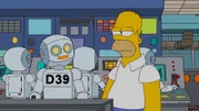 Homer (r.) versucht, sich mit seinen neuen Kollegen, den Robotern, anzufreunden, jedoch ohne Erfolg ...