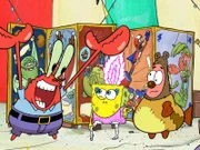 v.li.: Mr. Krabs, SpongeBob, Patrick