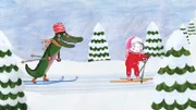 Das Krokodil lernt Ski laufen, natürlich von Rita.