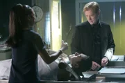 Alexx Woods (Khandi Alexander, li.) zeigt Horatio (David Caruso) einen Schlüssel, den sie im Mund der Leiche gefunden hat.