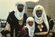 On left: Mulay (Kabir Bedi), in the middle Robert (David Flosi) and on right Emir Magruf (Omar Sharif).