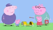 v.li.: Grandpa Pig, George Pig, Peppa Pig, Daddy Pig