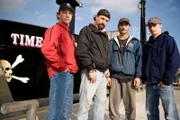 The Hillstrand family in front of the Time Bandit in Dutch Harbor, Alaska. Left to right: Andy, Johnathan, Neal, and Scotty.Copyright Blair Bunting