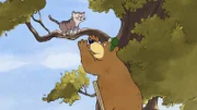 Dr. Brumm will einer Katze vom Baum herunterhelfen und steigt auf einer Leiter zu ihr hoch.