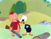 Schweinchen Dick macht sich auf den Weg in ein Naturschutzgebiet, um dort in Ruhe zu malen. Als er einen See malen will, kommt ihm allerdings der aufgebrachte Daffy Duck in die Quere.