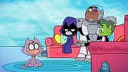 v.li.: Robin, Raven, Cyborg, Beast Boy