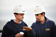 Odyssey’s Senior Project Managers, Andrew Craig and Ernie Tapanes, discuss strategy on deck.