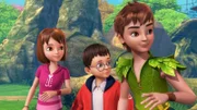 Peter Pan, Wendy und John haben eine interessante Entdeckung gemacht.