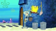 L-R: Squidward, SpongeBob