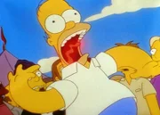 Homer brennt der Schlund, weil er ein scharfes Chili gegessen hat. Das furchtbare Leiden ruft bei ihm sonderbare Halluzinationen hervor.