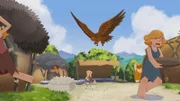 Der Adler verfolgt Lad und seine Bande bis ins Dorf, wo er die Bewohner in Angst und Schrecken versetzt.
