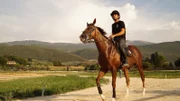 Lorenzo Paci trainiert mit seinem Pferd für das traditionelle Reitturnier, die Giostra della Quintana.