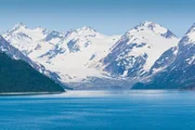 Majestic mountains surround the famous Glacier Bay National Park in Alaska