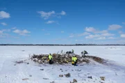 With help from police, SHK Investigators survey the crash site of West Air Sweden Flight 294.(Cineflix 2018/Darren Goldstein)