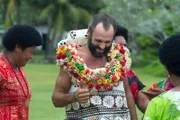 Photo  of Ed Stafford being welcome back to the island of Komo after spending  60 days in the uninhabited island of OloruaPicture Shows: Photo  of Ed Stafford being welcome back to the island of Komo after spending  60 days in the uninhabited island of Olorua for the program NAKED & MAROONED in Fiji.