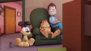 Garfield bei einem gemütlichen Fernsehabend.