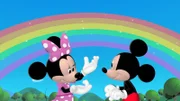 MICKEY MOUSE CLUBHOUSE - "Minnie's Rainbow" - When a rainbow appears over the Clubhouse, Minnie and friends set out to find the pot of gold and the leprechaun who guards it at the rainbow's end.  Pete the Leprechaun tries to stop the Sensational Six from finding his gold, but when he misplaces his pot, the gang, along with viewers at home, helps him find it, on Playhouse Disney's "Mickey Mouse Clubhouse," SATURDAY, MARCH 7 (9:00-9:30 a.m. ET/PT).  (DISNEY CHANNEL) MINNIE MOUSE, MICKEY MOUSE