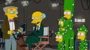 Um eine virtuelle Version seiner Familie nachzustellen, heuert Mr. Burns (2.v.l.) Lisa (3.v.l.), Maggie (3.v.r.), Marge (2.v.r.) und Bart (r.) an, doch diese hatten sich die Aufgabe etwas anders vorgestellt ...