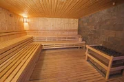 Interior detail of a sauna in luxury health spa beauty center