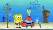 L-R: SpongeBob, Mr. Krabs, Plankton