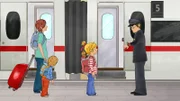 Conni, Jakob und Mama wollen mit dem Zug zu Oma und Opa fahren.