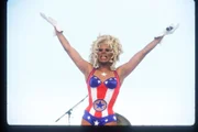 RuPaul performs during the Gay Rights March on April 25, 1993 in Washington, DC. (Credit: Porter Gifford/Liaison/Getty Images)