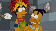 Haben den Weltuntergang prophezeit: die Mayas Marge (l.) und Homer (r.) ...