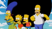 Ein Teilchen-Beschleuniger schafft ein schwarzes Loch, das droht, die ganze Stadt und alles, was in seine Bahn gerät, aufzusaugen. So auch (v.l.n.r.) Maggie, Marge, Lisa, Bart und Homer ...