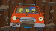 Was ist nur mit Bart (M.), Lisa (l.) und Marge (r.) los?