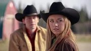Amy (Amber Marshall) ist unsicher, ob es eine gute Idee war, zusammen mit Chase Powers (Torrance Coombs) Pferde zu trainieren.