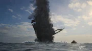 Lucona Recon: The Lucona sinking vertically in the Indian Ocean while the propeller is still rotating. The ship was sunk in January 1977 by a timebomb planted aboard by Austrian businessman Udo Proksch. (National Geographic for Disney)