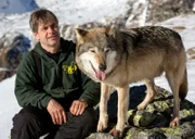 Der ungarische Wolfstrainer Zoltan Horkai trainiert seine Tiere für die Spielszenen der Dokumentation.