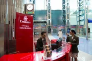 Dubai International Airport - Mel Sabharwal, Airport Services Manager, at Emirates info desk.