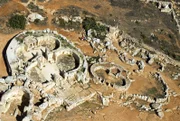 Luftaufnahme der archäologischen Stätte Megalithischer Tempel von Mnajdra Mna Jora UNESCO-Weltkulturerbe Malta Europa