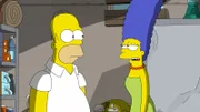 Durch ein Gespräch mit einem Unbekannten ist Homer (l.) überzeugt, dass der Weltuntergang naht. Er beginnt, Vorräte zu horten, was Marge (r.) nicht nachvollziehen kann ...