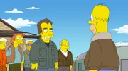Als Homer (r.) im Kernkraftwerk einen Fehler begeht und Springfields Elektrizität lahmlegt, glaubt er, das Ende sei gekommen. Er schnappt sich seine Familie und die Vorräte, um ins geheime Basislager der "Überleber" zu flüchten ...