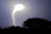 AWNKWR South Africa Mkhuzi Mkhuze Mkuze Game Reserve KwaZulu-Natal - flash of lightning during a thunderstorm into he bush's night