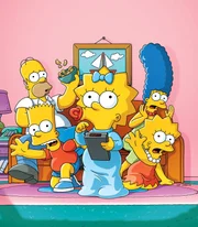 L-R: Homer, Bart, Maggie, Marge, Lisa