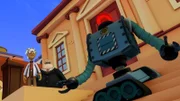 Der verrückte Professor Bonkers hat im Auftrag von Bürgermeister Grafton Polizei-Roboter entwickelt.
