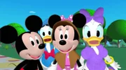 L-R: Mickey Mouse, Donald Duck, Minnie Mouse and Pete.