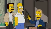 Auf Homer (M.) wartet eine spannende Herausforderung: Gemeinsam mit Bourbon Verlanders (l.) und Ken Jennings (r.) soll er Roboter unterrichten. Doch dann kommt alles anders ...