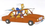 (10. Staffel) - Die Familie Simpson in Aktion (v.l.n.r.): Maggie, Lisa, Marge, Bart und Homer.