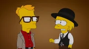 Bart (l.) erzählt Lisa (r.) im Woody-Allen-Stil seine Liebesgeschichte mit Mary ...